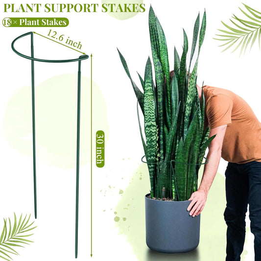 9 Pcs 30″ H x 12.6″ W Plant Support Stakes Cages for Garden, Metal Half Round Plants Tension Rods for Indoor Outdoor Small Short Peony Hydrangea Lavender Sage Golden Marigold Rose