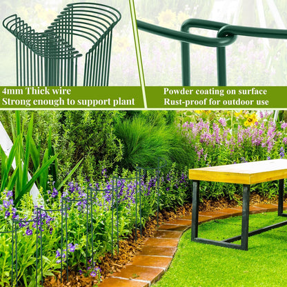 9 Pcs 30″ H x 12.6″ W Plant Support Stakes Cages for Garden, Metal Half Round Plants Tension Rods for Indoor Outdoor Small Short Peony Hydrangea Lavender Sage Golden Marigold Rose
