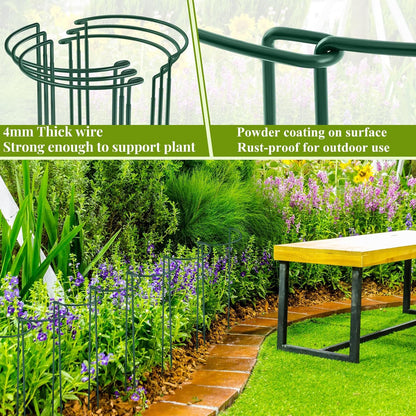 9 Pcs 30″ H x 12.6″ W Plant Support Stakes Cages for Garden, Metal Half Round Plants Tension Rods for Indoor Outdoor Small Short Peony Hydrangea Lavender Sage Golden Marigold Rose