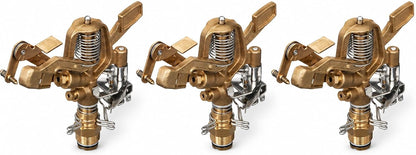 3 Pack 3/4 Inch Thread Heavy Duty Brass Impact Impulse Sprinkler System Head - 55016