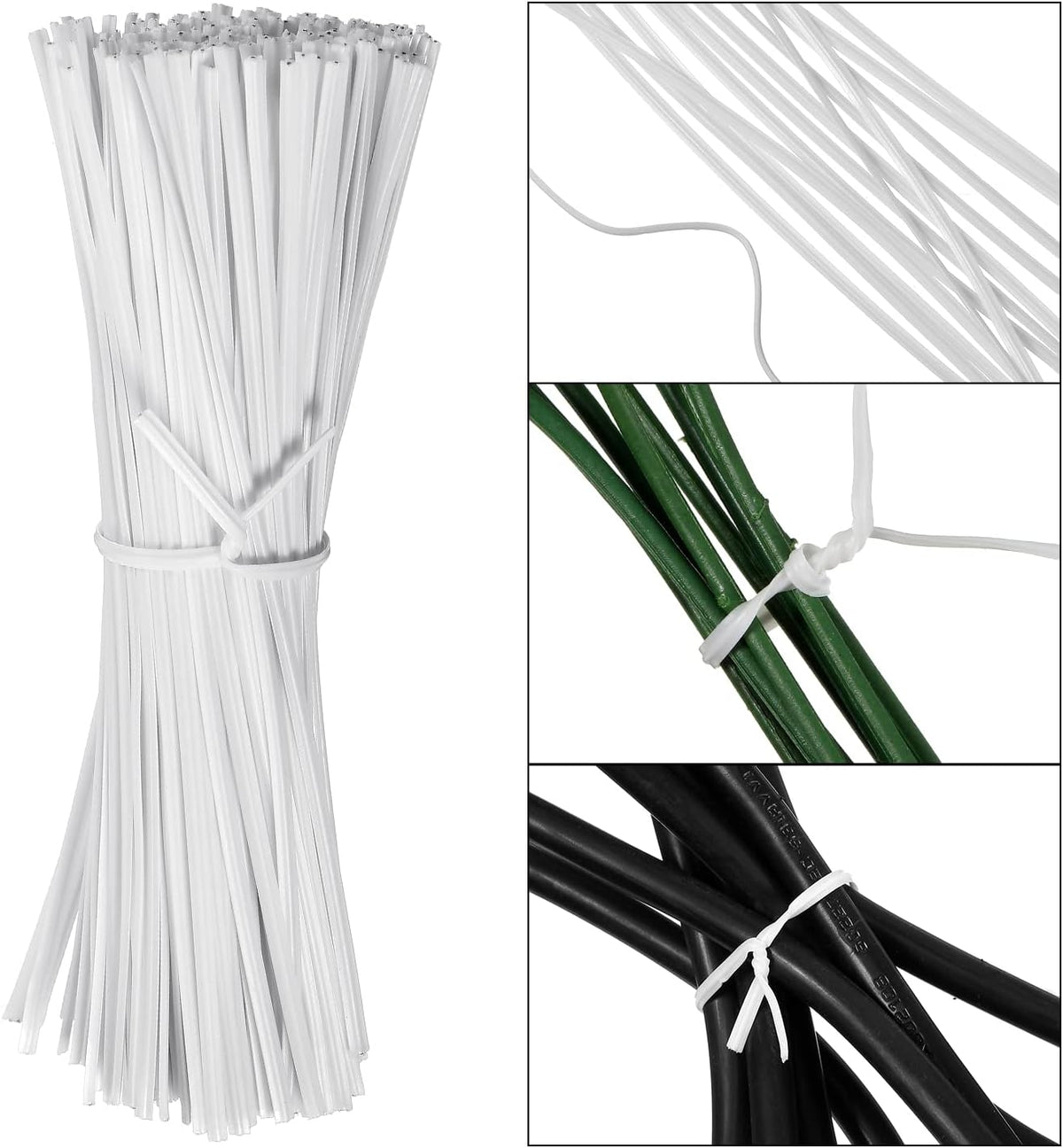 WILLBOND 200 Pcs Garden Plastic Twist Tie for Garland, 4.72'' Decorative Tree Twist Tie for Wreath Banister Reusable Plant Support, Wire Cords Garden Plastic Gifts Bags