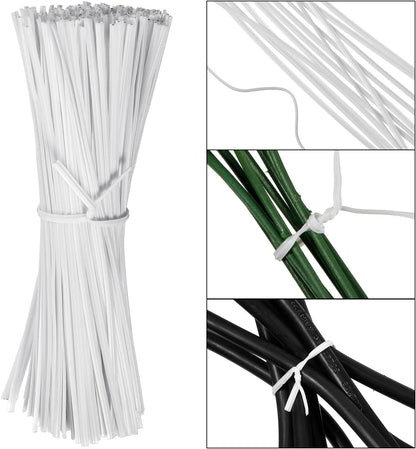 WILLBOND 200 Pcs Garden Plastic Twist Tie for Garland, 4.72'' Decorative Tree Twist Tie for Wreath Banister Reusable Plant Support, Wire Cords Garden Plastic Gifts Bags