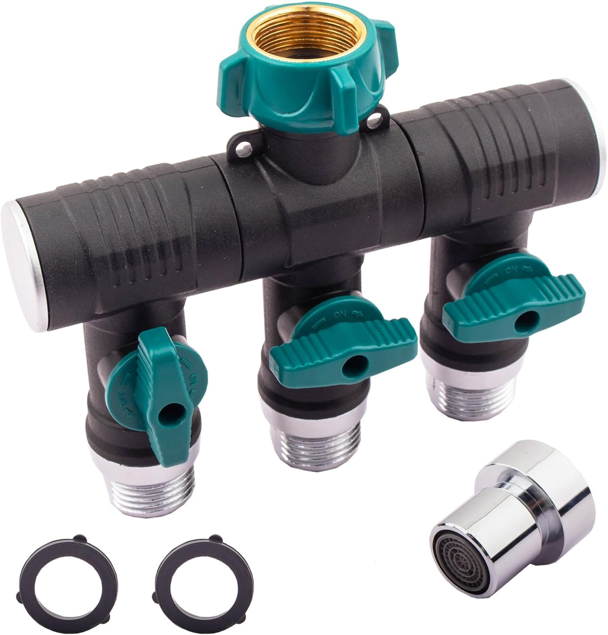 Hose Splitter, 3 Way Heavy Duty, Hose Connector Rotated 360 Seperately,Garden Hose Splitter,Faucet Splitter,Outdoor Faucet Splitter,With Shut off Valve,High Quilty Metal+Chrome Adapter,Water Hose.