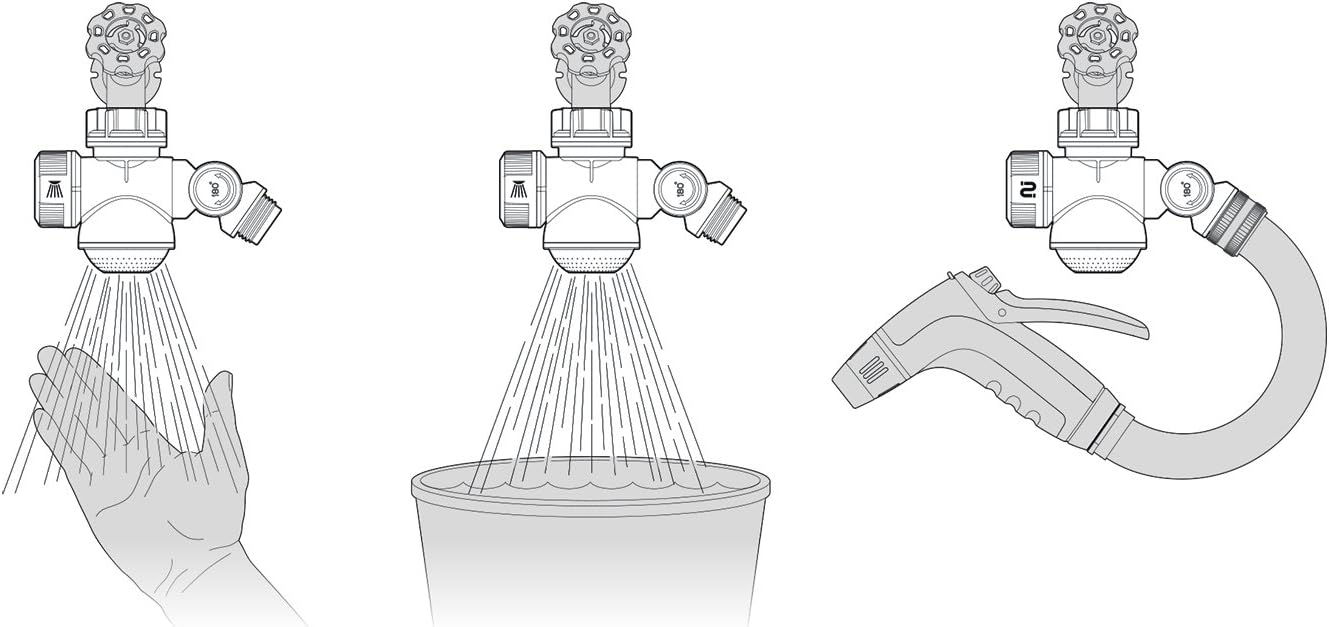 outdoor faucet extender with hand wash and easy bucket fill feature