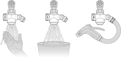 outdoor faucet extender with hand wash and easy bucket fill feature