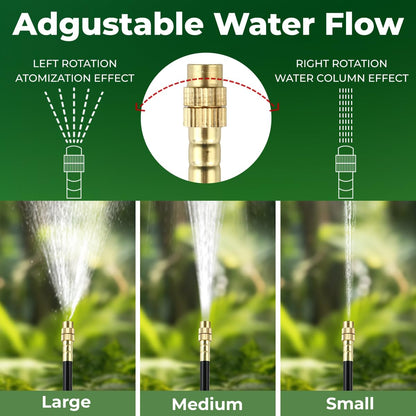 130FT Drip Irrigation System for Garden: 20 Nozzles 1/4" PE Tubing Automatic Watering Kit Adjustable Misting Sprinkler Mister Hose for Water Plants Tape Raised Beds Lawn Outdoor Yard Greenhouse 130FT