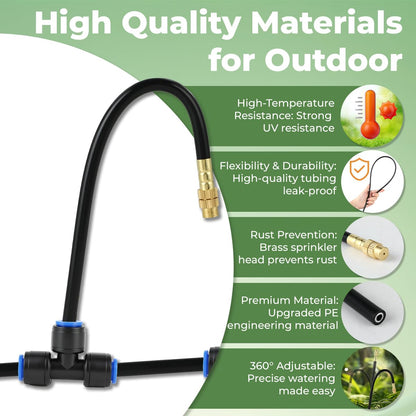 130FT Drip Irrigation System for Garden: 20 Nozzles 1/4" PE Tubing Automatic Watering Kit Adjustable Misting Sprinkler Mister Hose for Water Plants Tape Raised Beds Lawn Outdoor Yard Greenhouse 130FT