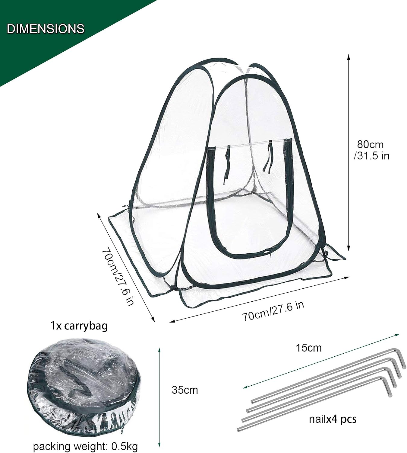 Pop Up Greenhouse Cover Flower House Mini Gardening Plant Flower Sunshine Room Room,Backyard PVC Greenhouse Cover for Cold Frost Protector Gardening Plants
