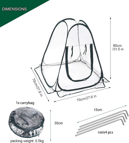 Pop Up Greenhouse Cover Flower House Mini Gardening Plant Flower Sunshine Room Room,Backyard PVC Greenhouse Cover for Cold Frost Protector Gardening Plants