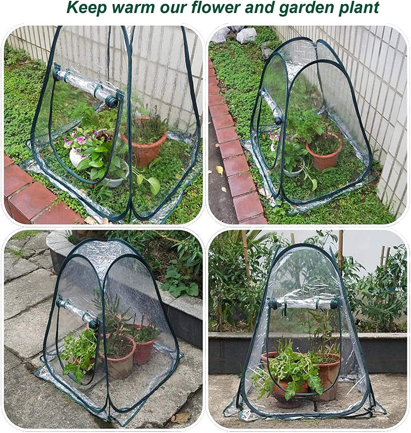 Pop Up Greenhouse Cover Flower House Mini Gardening Plant Flower Sunshine Room Room,Backyard PVC Greenhouse Cover for Cold Frost Protector Gardening Plants