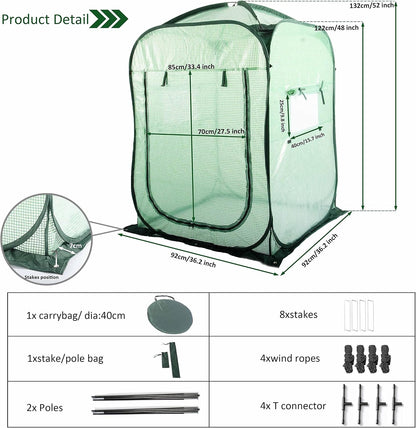 Pop Up Greenhouse Cover Flower House Mini Gardening Plant Flower Sunshine Room Room,Backyard PVC Greenhouse Cover for Cold Frost Protector Gardening Plants