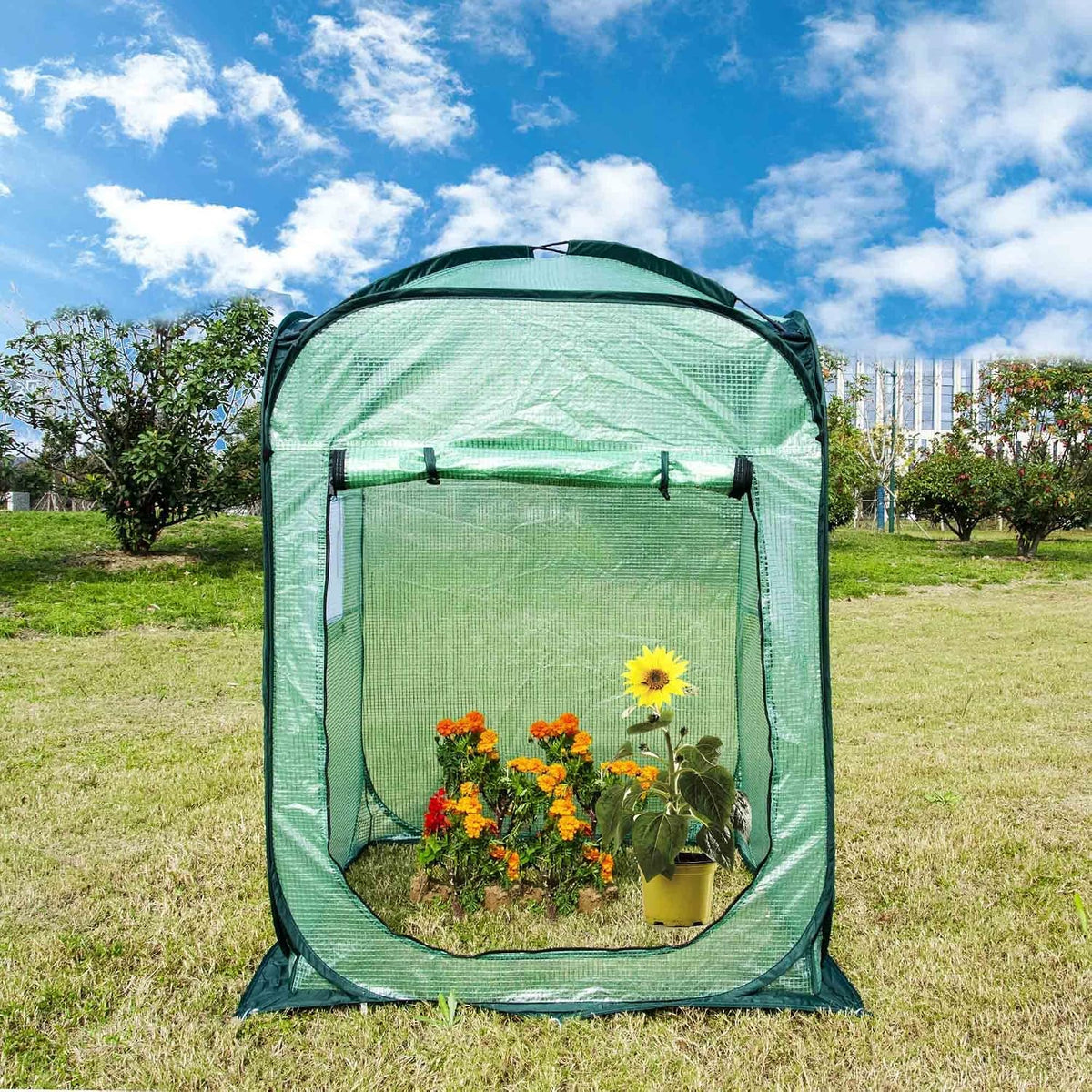 Pop Up Greenhouse Cover Flower House Mini Gardening Plant Flower Sunshine Room Room,Backyard PVC Greenhouse Cover for Cold Frost Protector Gardening Plants