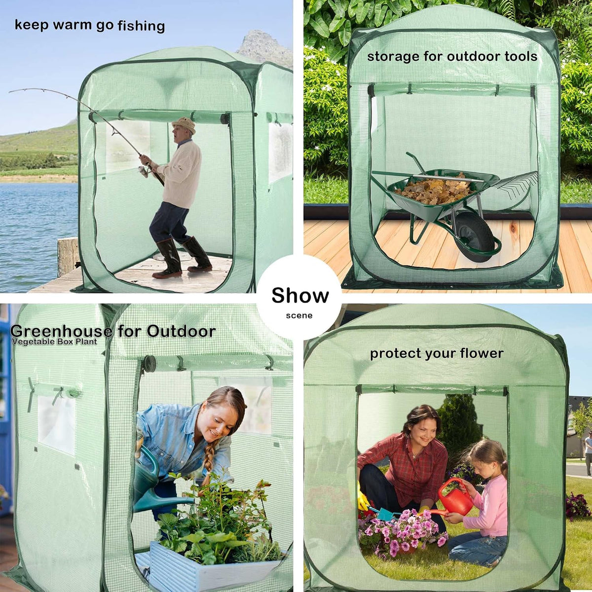 Pop Up Greenhouse Cover Flower House Mini Gardening Plant Flower Sunshine Room Room,Backyard PVC Greenhouse Cover for Cold Frost Protector Gardening Plants