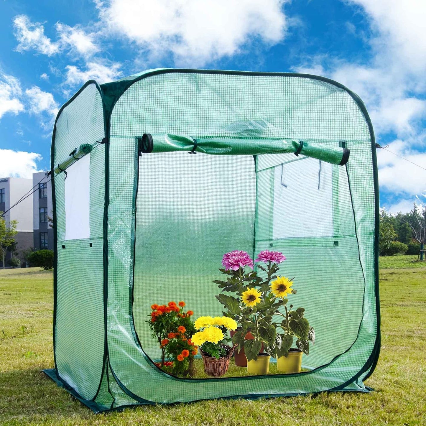 Pop Up Greenhouse Cover Flower House Mini Gardening Plant Flower Sunshine Room Room,Backyard PVC Greenhouse Cover for Cold Frost Protector Gardening Plants