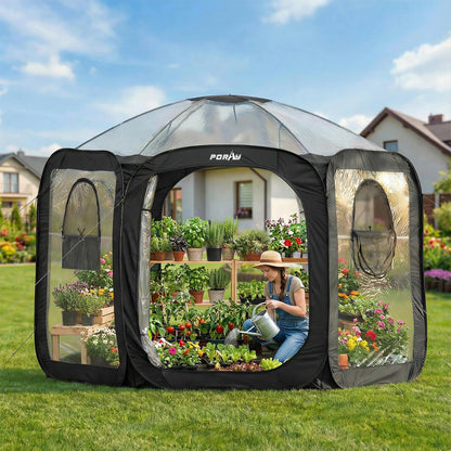 Pop Up Greenhouse Cover Flower House Mini Gardening Plant Flower Sunshine Room Room,Backyard PVC Greenhouse Cover for Cold Frost Protector Gardening Plants