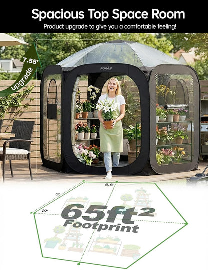 Pop Up Greenhouse Cover Flower House Mini Gardening Plant Flower Sunshine Room Room,Backyard PVC Greenhouse Cover for Cold Frost Protector Gardening Plants