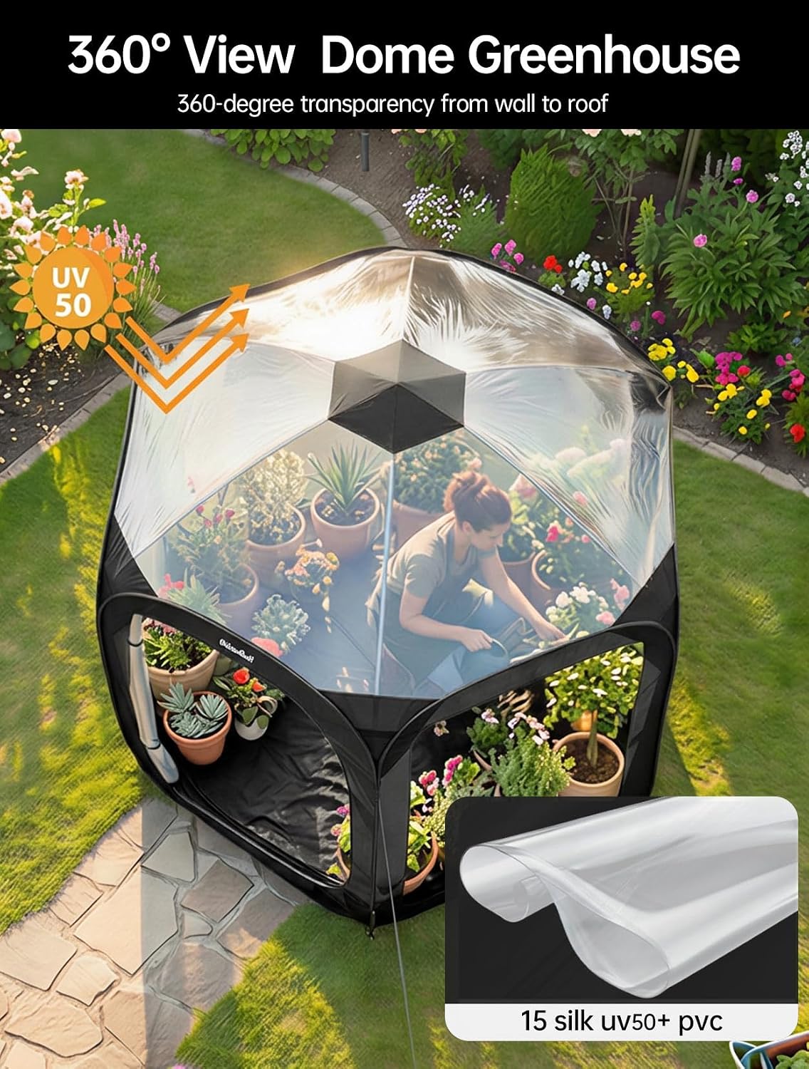 Pop Up Greenhouse Cover Flower House Mini Gardening Plant Flower Sunshine Room Room,Backyard PVC Greenhouse Cover for Cold Frost Protector Gardening Plants