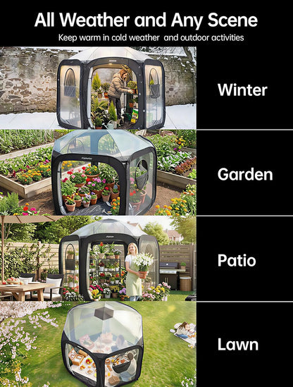Pop Up Greenhouse Cover Flower House Mini Gardening Plant Flower Sunshine Room Room,Backyard PVC Greenhouse Cover for Cold Frost Protector Gardening Plants