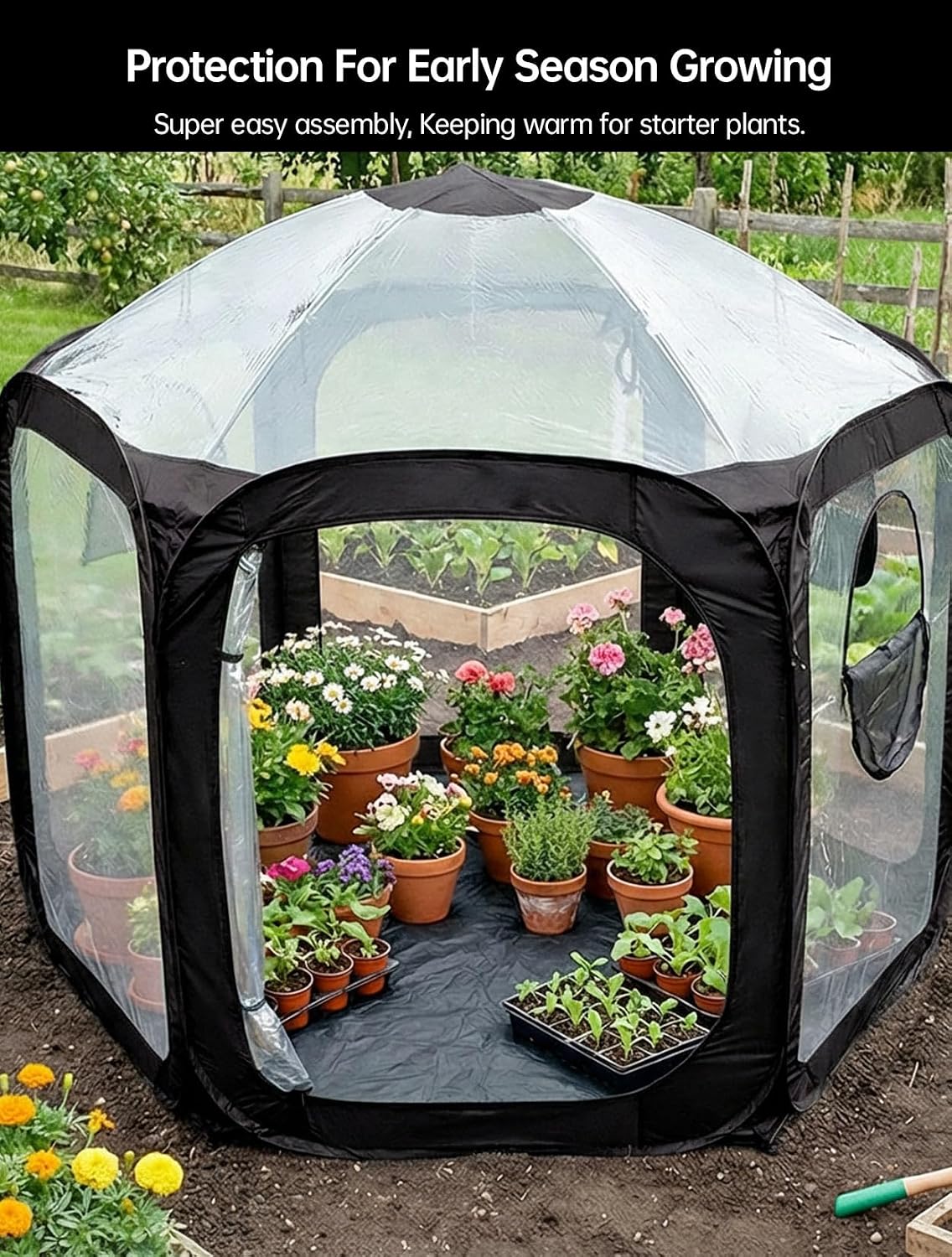 Pop Up Greenhouse Cover Flower House Mini Gardening Plant Flower Sunshine Room Room,Backyard PVC Greenhouse Cover for Cold Frost Protector Gardening Plants