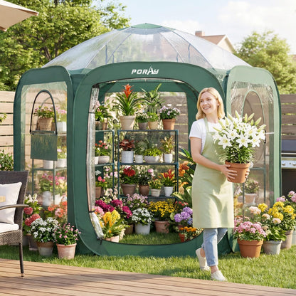 Pop Up Greenhouse Cover Flower House Mini Gardening Plant Flower Sunshine Room Room,Backyard PVC Greenhouse Cover for Cold Frost Protector Gardening Plants