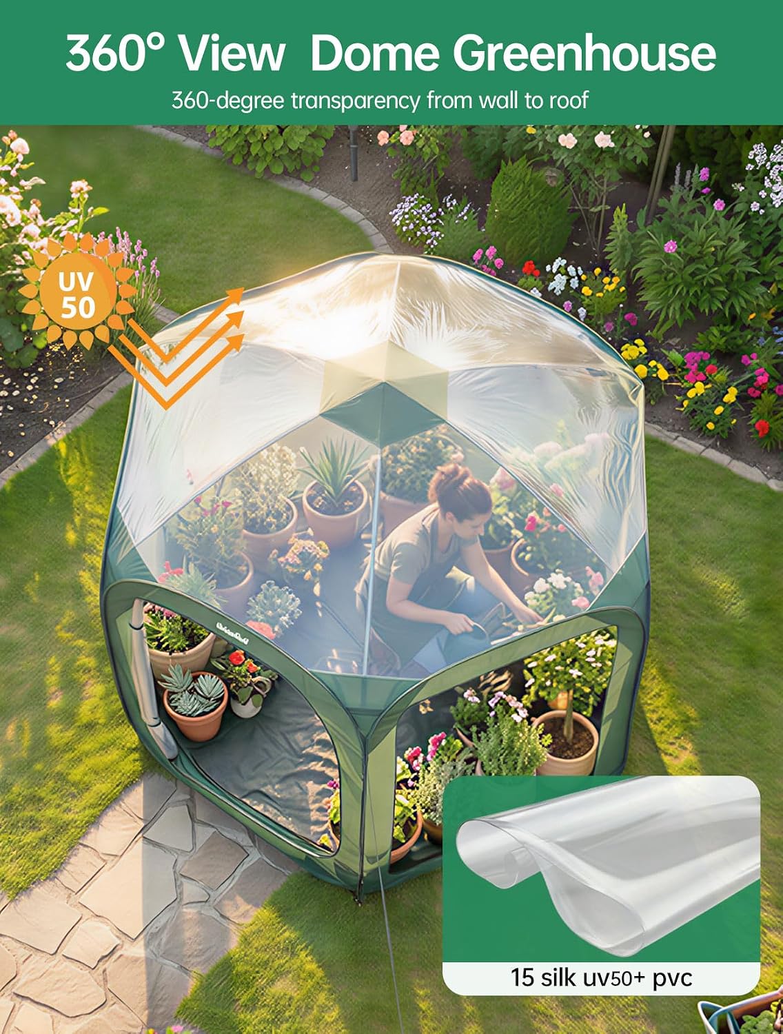 Pop Up Greenhouse Cover Flower House Mini Gardening Plant Flower Sunshine Room Room,Backyard PVC Greenhouse Cover for Cold Frost Protector Gardening Plants