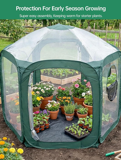 Pop Up Greenhouse Cover Flower House Mini Gardening Plant Flower Sunshine Room Room,Backyard PVC Greenhouse Cover for Cold Frost Protector Gardening Plants