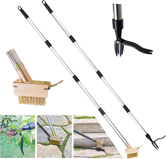 Weed Puller Tool-4-Claw Stand Up Weeder and Root Remover,Weeder Tool for Yard Long Handle Crack Weeder Without Pulling, Bending, Used for Weed Control, Dandelion, Moss or Thistle