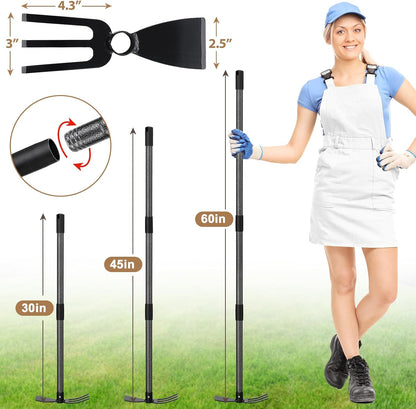Hoe Garden Tool, 45 Inch Garden Hoe Long Handle for Weeding, Hoe Cultivator 2 in 1 Hand Garden Tools for Gardening Planting