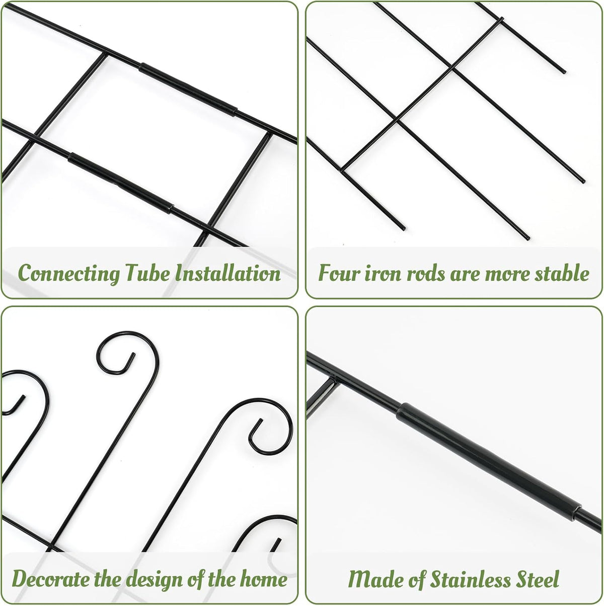4 Pack 32'' Wave Shape Black Metal Trellis for Climbing Plants Indoor & Outdoor, Garden Trellis for Houseplants Flowers Vine Ivy
