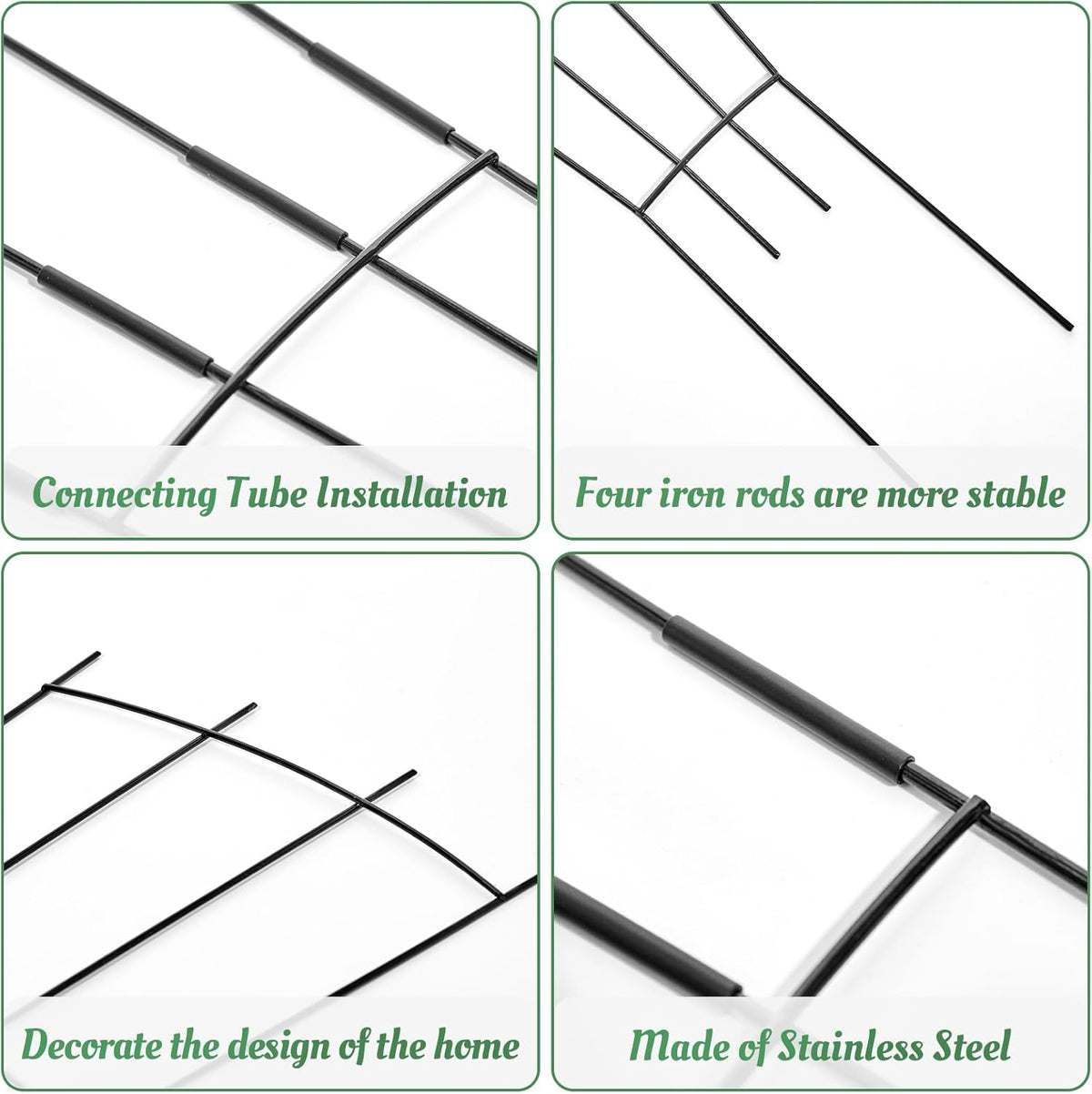 4 Pack 32'' Wave Shape Black Metal Trellis for Climbing Plants Indoor & Outdoor, Garden Trellis for Houseplants Flowers Vine Ivy