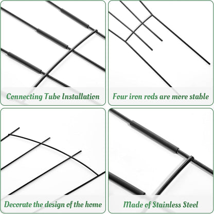 4 Pack 32'' Wave Shape Black Metal Trellis for Climbing Plants Indoor & Outdoor, Garden Trellis for Houseplants Flowers Vine Ivy