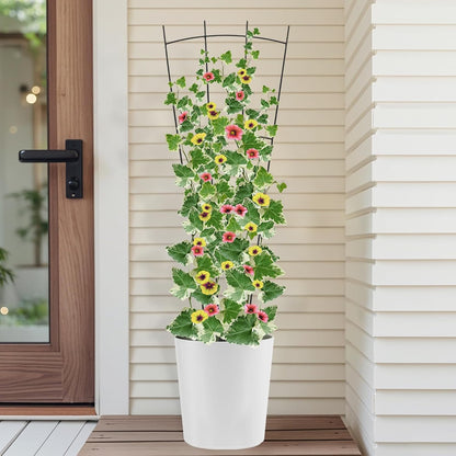 4 Pack 32'' Wave Shape Black Metal Trellis for Climbing Plants Indoor & Outdoor, Garden Trellis for Houseplants Flowers Vine Ivy