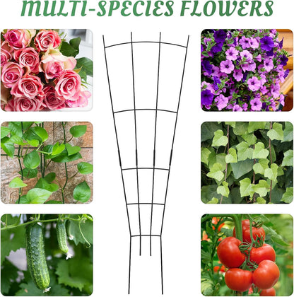 4 Pack 32'' Wave Shape Black Metal Trellis for Climbing Plants Indoor & Outdoor, Garden Trellis for Houseplants Flowers Vine Ivy