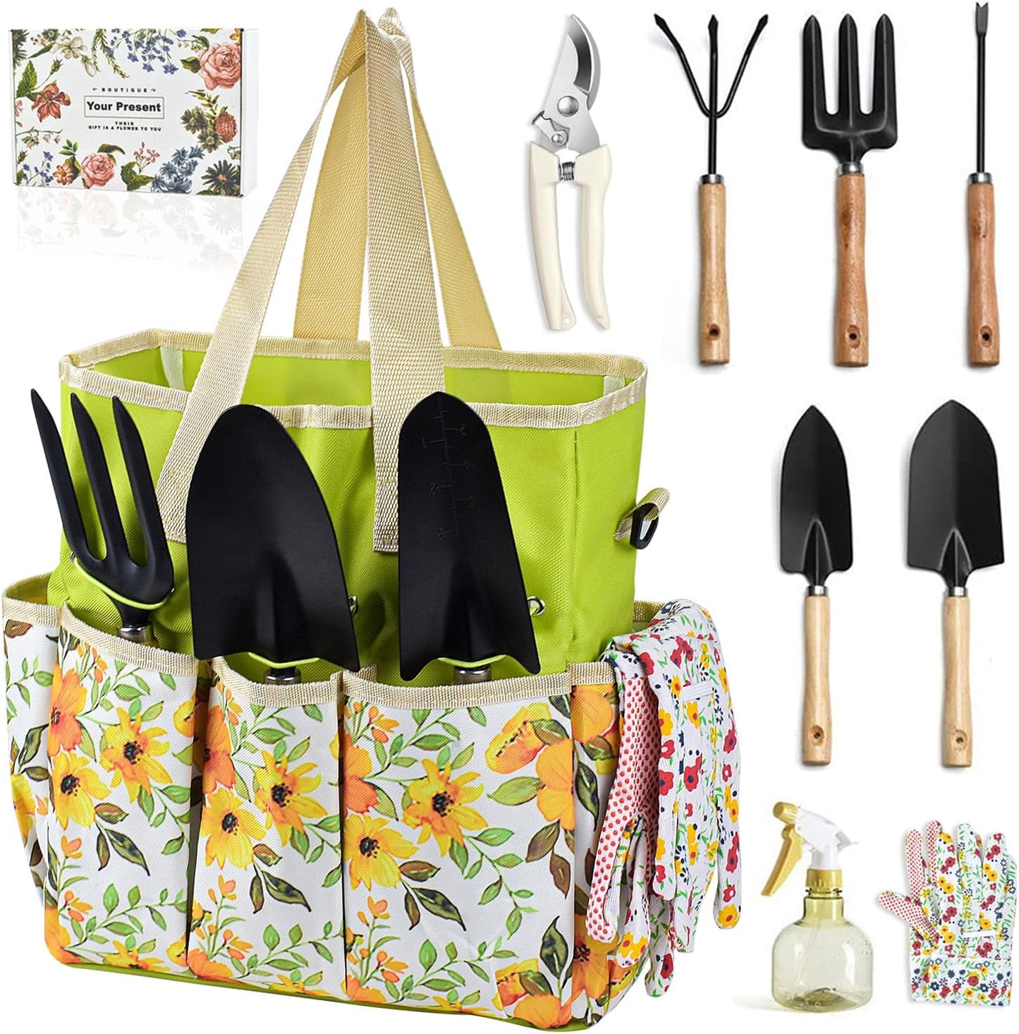 Gardening Tools Set Set for Women, 10 Pieces Heavy Duty Gardening Hand Tools with Storage Handbag Box, Steel Durable Gardening Gifts for Women Men, Mom, Dad - Durable