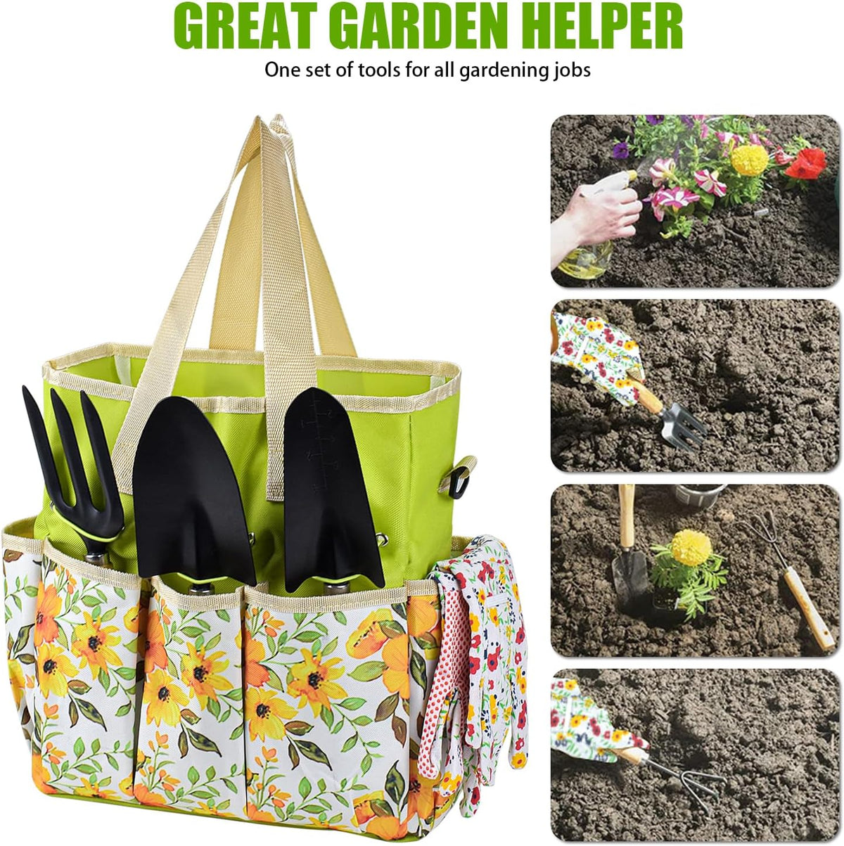 Gardening Tools Set Set for Women, 10 Pieces Heavy Duty Gardening Hand Tools with Storage Handbag Box, Steel Durable Gardening Gifts for Women Men, Mom, Dad - Durable