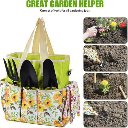 Gardening Tools Set Set for Women, 10 Pieces Heavy Duty Gardening Hand Tools with Storage Handbag Box, Steel Durable Gardening Gifts for Women Men, Mom, Dad - Durable