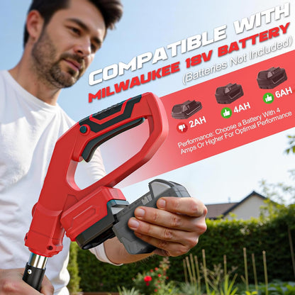 Cordless Tiller Cultivator Compatible with Milwaukee 18V Battery, 450RPM Brushless Garden Rototiller,48 Steel Tines, 9"W×6.3"D,Foldable Soil Tilling Tool for Garden Lawn Landscaping (Tool Only)