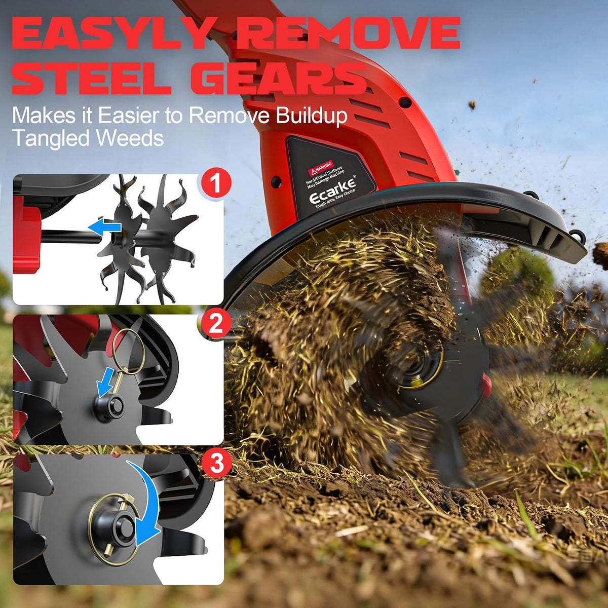 Cordless Tiller Cultivator Compatible with Milwaukee 18V Battery, 450RPM Brushless Garden Rototiller,48 Steel Tines, 9"W×6.3"D,Foldable Soil Tilling Tool for Garden Lawn Landscaping (Tool Only)