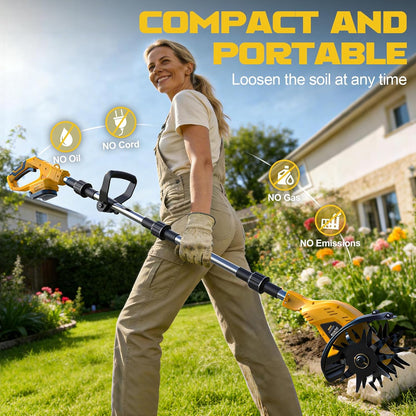Cordless Tiller Cultivator Compatible with Milwaukee 18V Battery, 450RPM Brushless Garden Rototiller,48 Steel Tines, 9"W×6.3"D,Foldable Soil Tilling Tool for Garden Lawn Landscaping (Tool Only)
