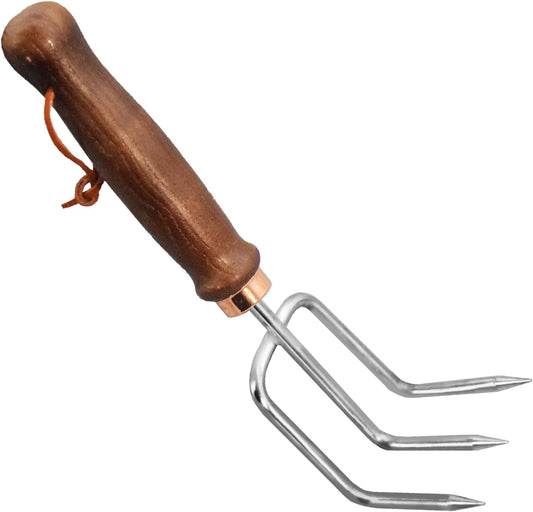 Gardening Tools-Gardening Handle Tools Flower Spade Digging Loosening Tools Hand Rake Weed Puller Garden Tools Make Ideal Gardening Gifts for Gardening Enthusiast(Three-Tooth Rake)