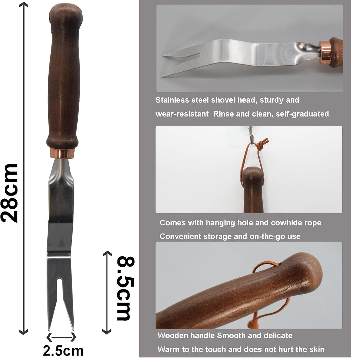 Gardening Tools-Gardening Handle Tools Flower Spade Digging Loosening Tools Hand Rake Weed Puller Garden Tools Make Ideal Gardening Gifts for Gardening Enthusiast(Three-Tooth Rake)