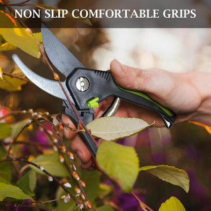 Bypass Pruner Elite - High Carbon Steel Bypass Hand Pruner Pruning Shears Scissors Clippers - Comfort Grip Handles - Perfect for Gardening Trimming Pruning