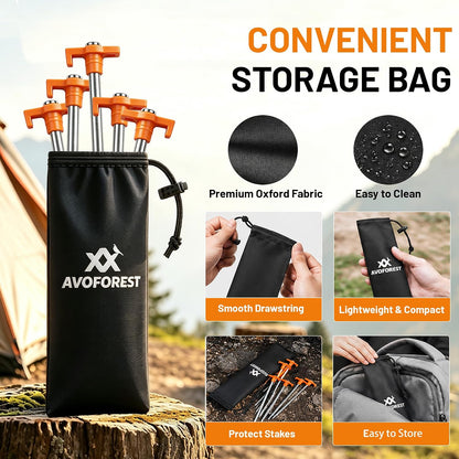 12 Pack Tent Stakes Heavy Duty Camping Stakes, 7.1inch Non-Rust Metal Tent Pegs with Storage Bag Ground Stakes Tent Spikes Camping,Garden,Hiking Orange (Orange 12pcs, 7.1IN)