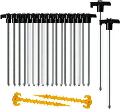 12 Pack Tent Stakes Heavy Duty Camping Stakes, 7.1inch Non-Rust Metal Tent Pegs with Storage Bag Ground Stakes Tent Spikes Camping,Garden,Hiking Orange (Orange 12pcs, 7.1IN)