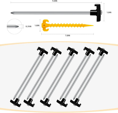 12 Pack Tent Stakes Heavy Duty Camping Stakes, 7.1inch Non-Rust Metal Tent Pegs with Storage Bag Ground Stakes Tent Spikes Camping,Garden,Hiking Orange (Orange 12pcs, 7.1IN)