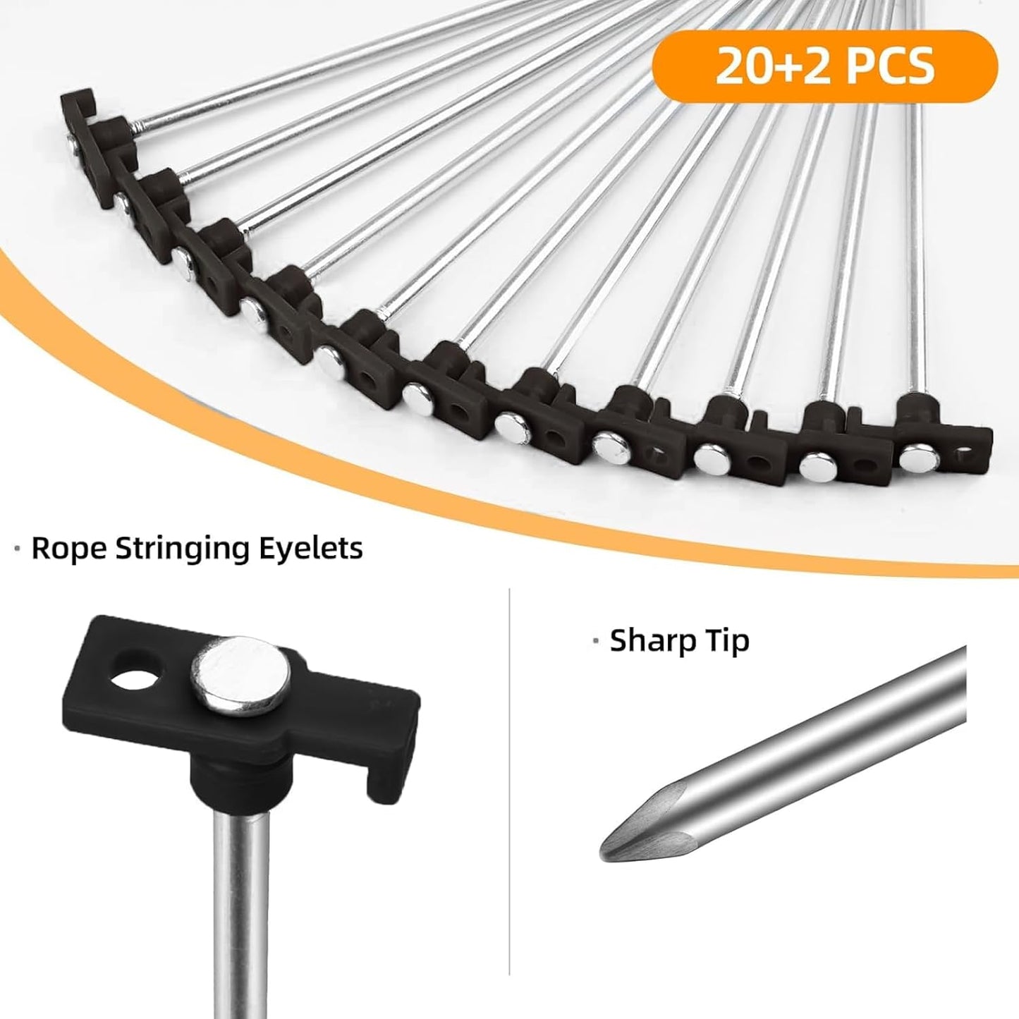 12 Pack Tent Stakes Heavy Duty Camping Stakes, 7.1inch Non-Rust Metal Tent Pegs with Storage Bag Ground Stakes Tent Spikes Camping,Garden,Hiking Orange (Orange 12pcs, 7.1IN)