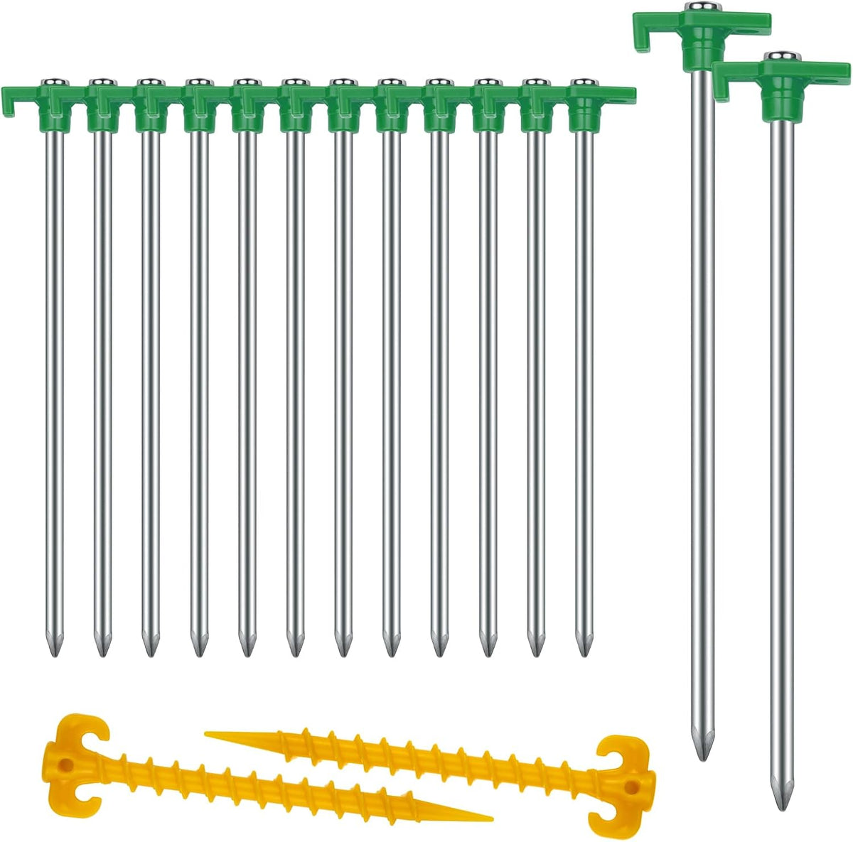 12 Pack Tent Stakes Heavy Duty Camping Stakes, 7.1inch Non-Rust Metal Tent Pegs with Storage Bag Ground Stakes Tent Spikes Camping,Garden,Hiking Orange (Orange 12pcs, 7.1IN)