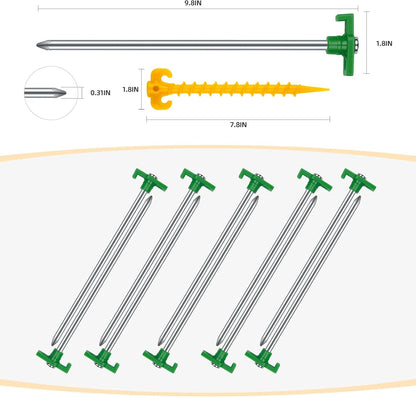 12 Pack Tent Stakes Heavy Duty Camping Stakes, 7.1inch Non-Rust Metal Tent Pegs with Storage Bag Ground Stakes Tent Spikes Camping,Garden,Hiking Orange (Orange 12pcs, 7.1IN)