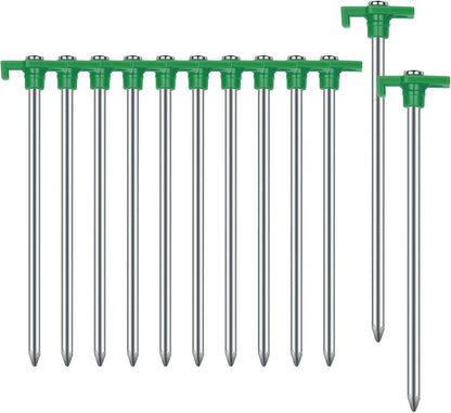 12 Pack Tent Stakes Heavy Duty Camping Stakes, 7.1inch Non-Rust Metal Tent Pegs with Storage Bag Ground Stakes Tent Spikes Camping,Garden,Hiking Orange (Orange 12pcs, 7.1IN)