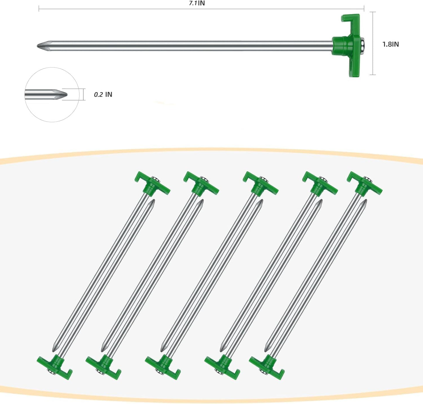 12 Pack Tent Stakes Heavy Duty Camping Stakes, 7.1inch Non-Rust Metal Tent Pegs with Storage Bag Ground Stakes Tent Spikes Camping,Garden,Hiking Orange (Orange 12pcs, 7.1IN)